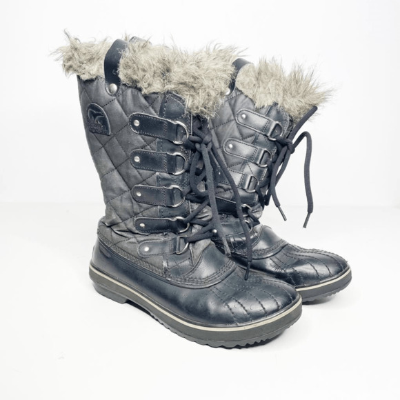 SOREL Tofino II Fur Lined Waterproof Boots Black Winter Snow outdoor WOMENS 8 - Picture 2 of 11